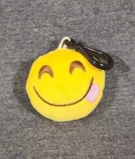 2" Plush Emoji Happy Face Sticking Out Tongue Keychain Backpack Bag Accessories