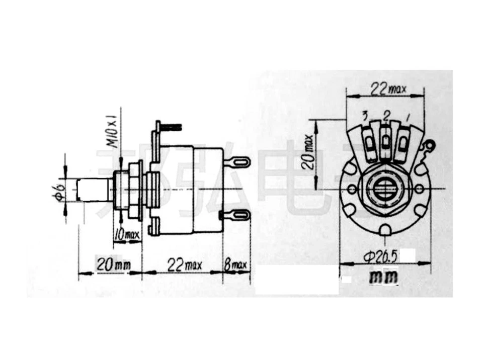 2pc A100K Ω Ohm 100K Logarithmic Nolinear Potentiometer 2W ON/OFF Switch WH134-2 - Image 4 of 4