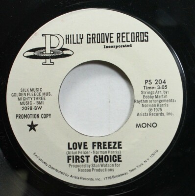 Soul Promo 45 First Choice - Love Freeze [Mono] / Love Freeze [Stereo] On Philly