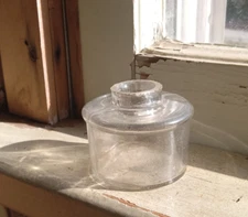 GREENWOOD'S PATD MARCH 22 1892 DESK INKWELL HAND BLOWN INK BOTTLE