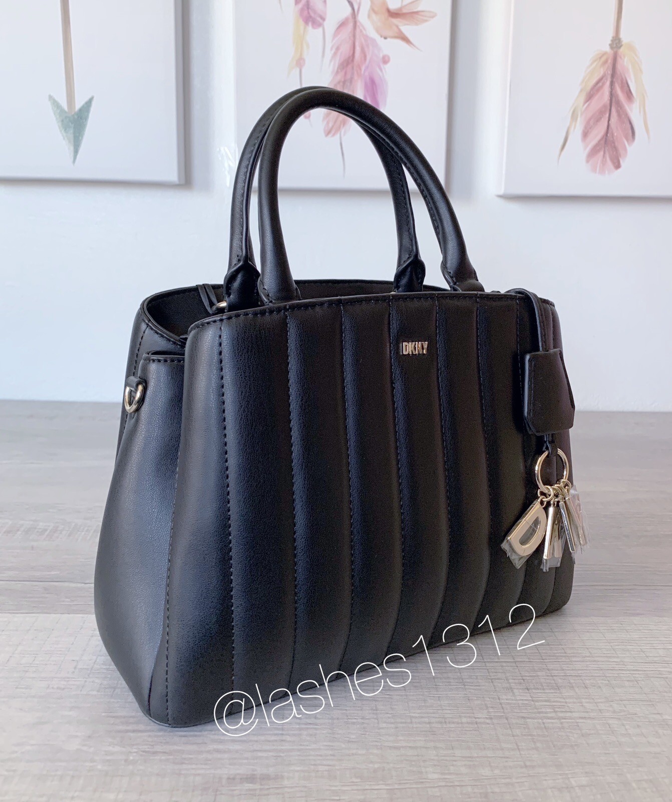 DKNY Bag Paige Medium Satchel Quilted Black eBay