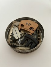Lot Of Antique Violin Accessories In Round Tin Box