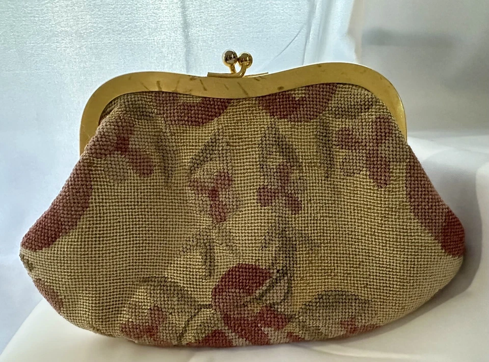 Tapeçaria vintage Henry A La Pensee Paris bolsa embreagem antiga França - Imagem 4 de 4