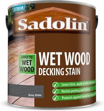 2.5lt Sadolin Decking Stain can be applied to wet or dry wood Grey Teak Oak etc