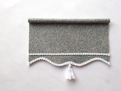 Dollhouse Miniature Handmade Gray Window Curtains Drapes Shade Valance