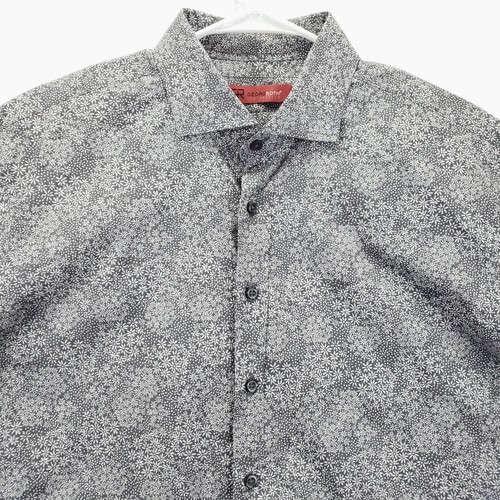 Georg Roth Los Angeles Shirt Mens XL Gray White Pima Cotton Flip Cuffs Button-Up - Picture 3 of 13