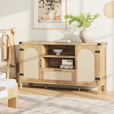 ✅Sideboard Buffet Cabinet with Storage Rattan Storage Cabinet with Drawers 47"