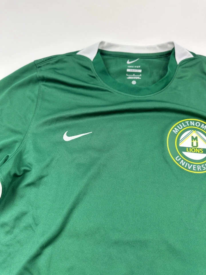 Camiseta deportiva de fútbol Nike Multnomah Lions University para hombre grande verde Dri Fit calce ajustado Foto 4 de 4