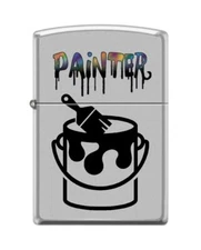 Zippo Lighter-Painter Design Satin Chrome Windproof Lighter #Z5402