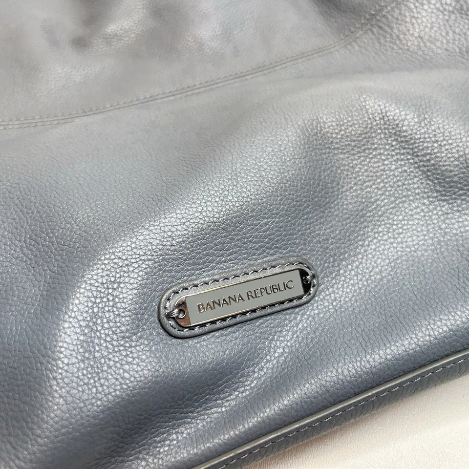 *Boho Slouchy BANANA REPUBLIC Cuero Gris Hobo Bolso Trenzado Cartera Lg Foto 2 de 4