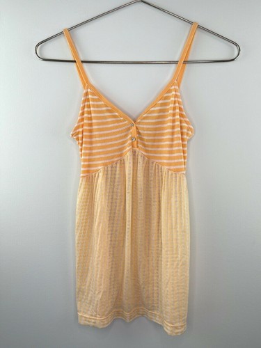 Charlotte Tarantola Orange White Flowy Relaxed Cami Tank Top Rhinestone S Small