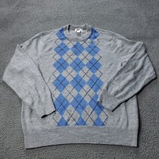 Dockers Sweater Pullover Gray Plaid Acrylic Mens Size L Large