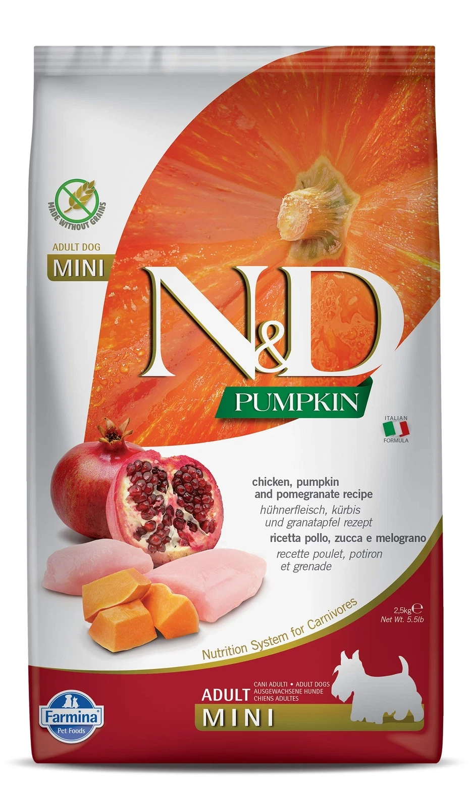 Farmina N D Chicken Pumpkin Pomegranate Dog Food 5.5 Pound All Life Stages
