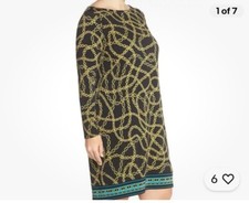 Michael Kors Keegan Chain-Link Long Sleeve Plus Size Border Dress 3x