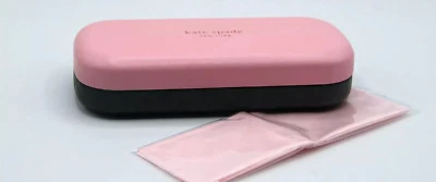 KATE SPADE NEW YORK NEW KATE SPADE SMALL HARD PINK GREEN CLAMSHELL CASE EYEGLASSES EYEGLASSES CLOTH