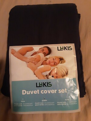 LHKIS Duvet Cover Set Queen Navy - Brand New