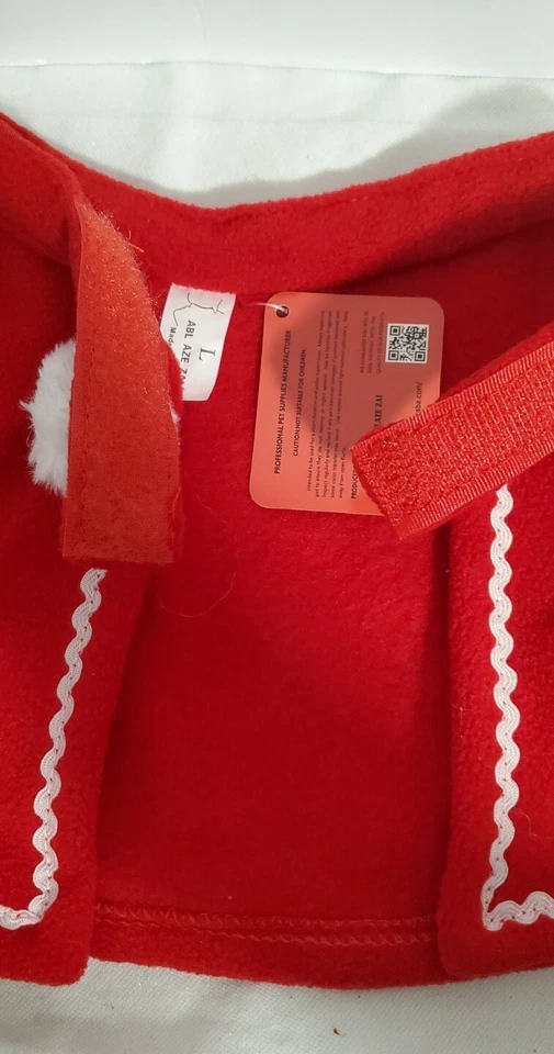 猫狗宠物服装圣诞节尺寸大号16英寸领角红色斗篷圣诞装扮 — 第 3/4 张图片