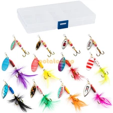 12/60pcs Fishing Lures Metal Spinner Baits Bass Tackle Crankbait Trout Spoon