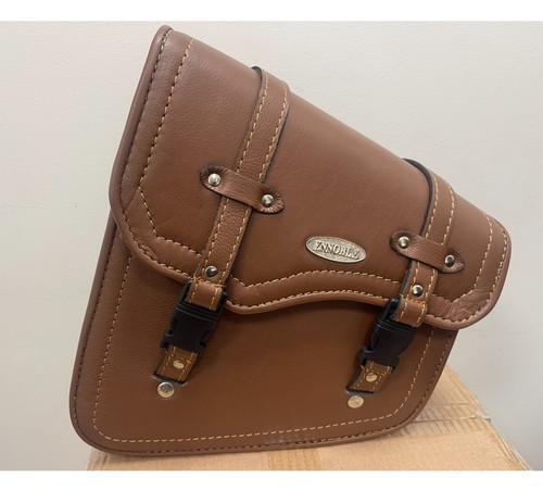 SWING ARM SADDLE BAGS IN PAIR GENUINE LEATHER TAN COLOUR PL2687 - Picture 2 of 14