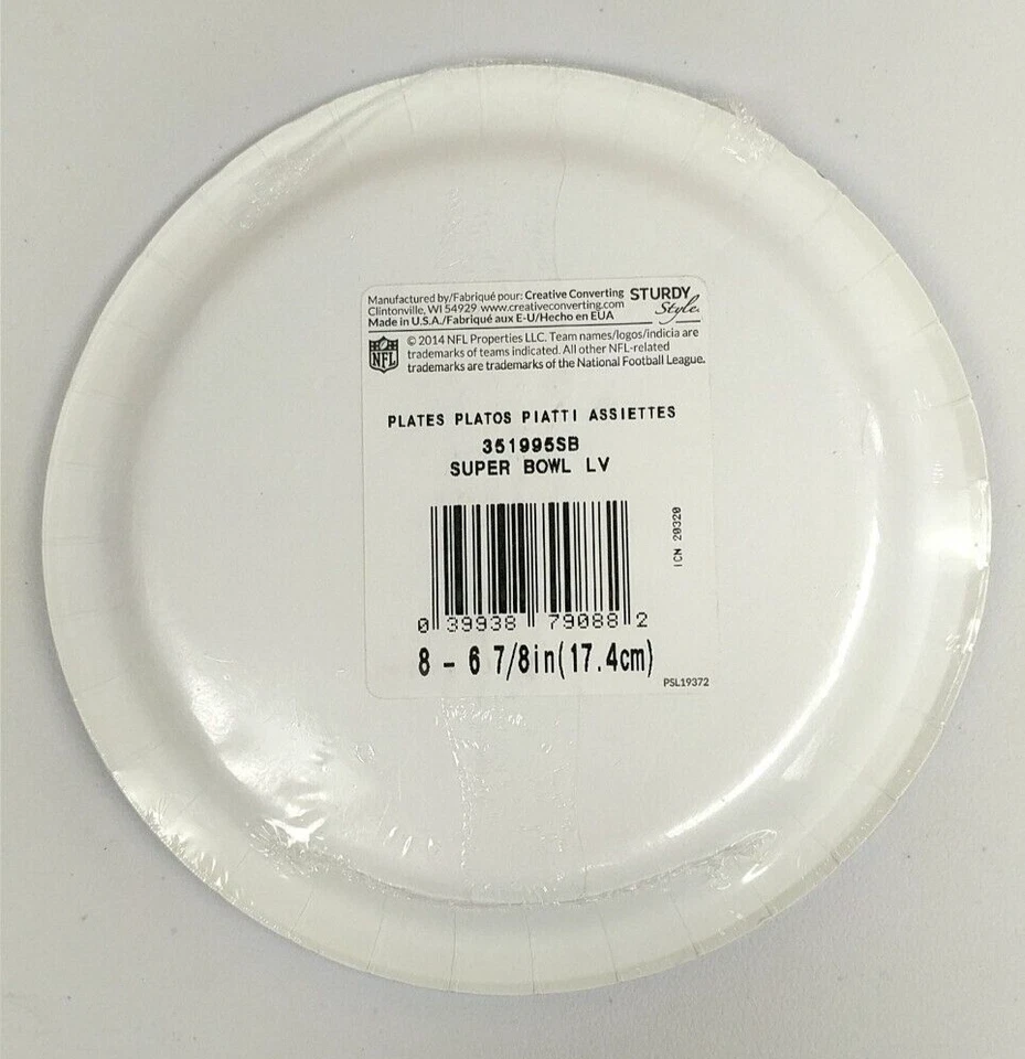 2021 NFL Super Bowl LV 55 Paper Dessert Plates Party Supplies 8 Pack - Image 2 of 3