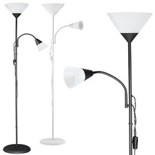Lampadaire sur pied avec liseuse Luminaire Lampe orientable 175 cm Blanc ou noir