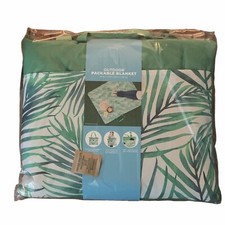 BHF Pendleton Outdoor Packable Blanket 60"x72" Large Outside Pockets Green Palms