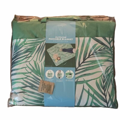 BHF Pendleton Outdoor Packable Blanket 60''x72'' Large Outside Pockets Green Palms