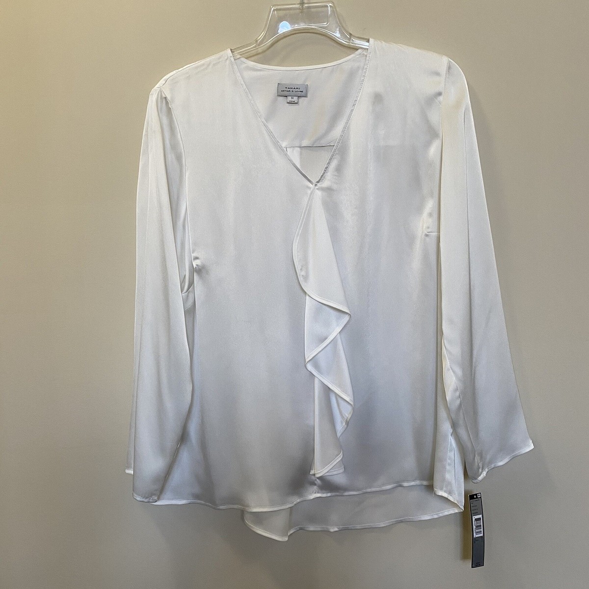white ruffle front blouse plus size
