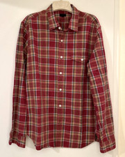 J. Crew Sz L Slim Long Slv Rust Colorful Plaid Men's Shirt Pockets Cotton