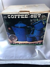 Porcelained Enamelware Coffee Set Camping Blue 7-piece GSI Outdoors New