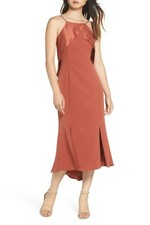 HARLYN Clay Rust Open Back Ruffle Cutout Halter Dress XXL = 14/16 2XL NORDSTROM