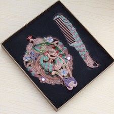Ensemble De Peigne Miroir Rétro Colibri Pour Maquillage, Boîte Pliable Portative