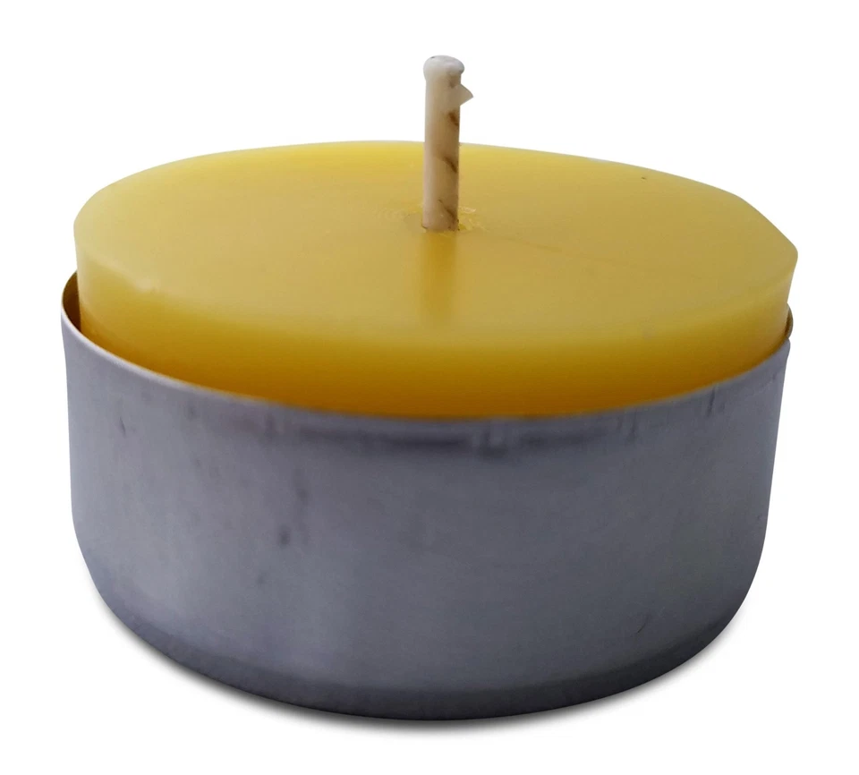 24 velas de luz de té de cera de abejas perfumadas con miel natural, mecha de algodón, taza de aluminio  Foto 2 de 3