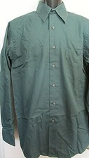 Men's 15 1/2 34/35 Dark Green Sateen Long Sleeve Button Dress Shirt By Arrow