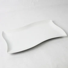 Simple Dining White Abstract Shape Ceramic Serving Tray Platter 12.75" x 7"