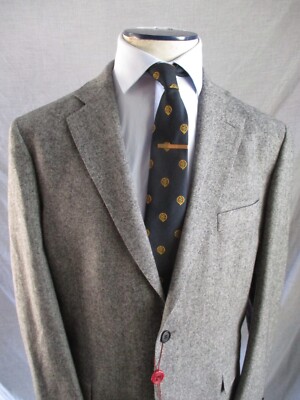 Byron British Style salt pepper black wool tweed slim blazer coat jacket 48 new