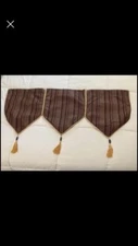 3 Tiered Window Valance Brown Gold Burgundy Croscill Home Fashions