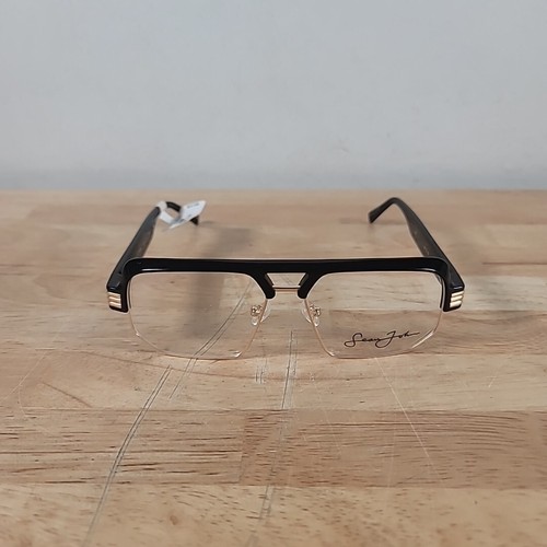 New Sean John SJO5110 001 Black Satin Gold Eyeglass Frames 57 15 145