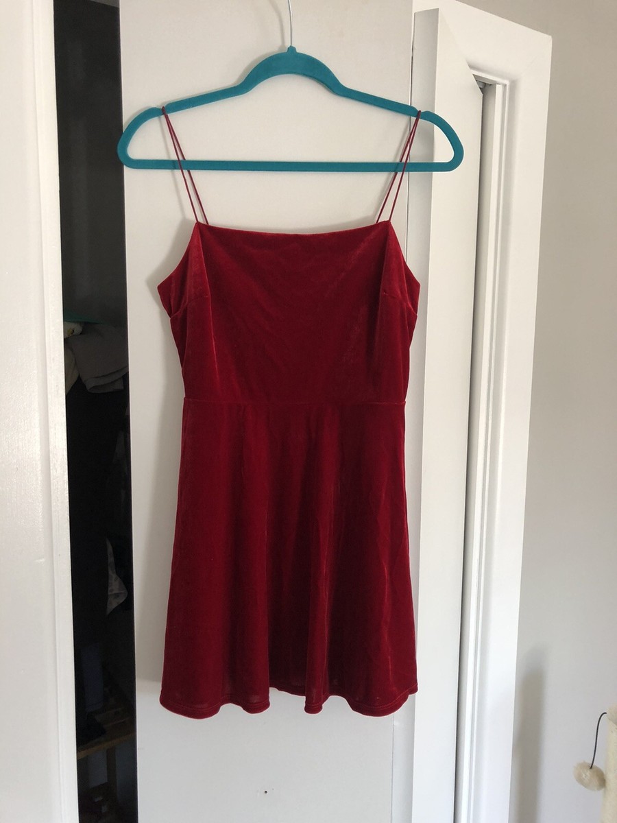 Urban Outfitters Red Velvet Mini Dress Size M | eBay