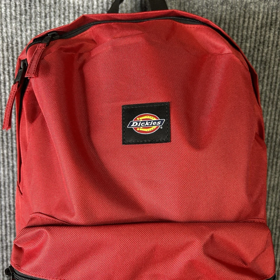 Nueva Mochila Dickies Roja 2 Bolsillos Botella de Agua Bolsillo Lateral Escuela Todos los Días Foto 3 de 4