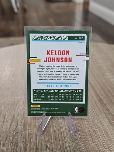 2023-24 Donruss Optic Blue Velocity #112 Keldon Johnson - Picture 2 of 2