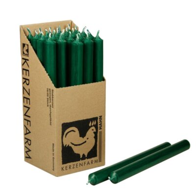 25 Stabkerzen Dunkelgrün Dark Green 250 x 22 mm Kerzenfarm Kerzen Candle