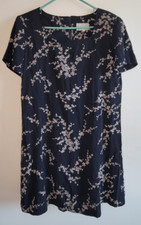 Vintage Floral Dress Size 10 Johnathan Andrews Black Short Sleeve Shoulder Pads