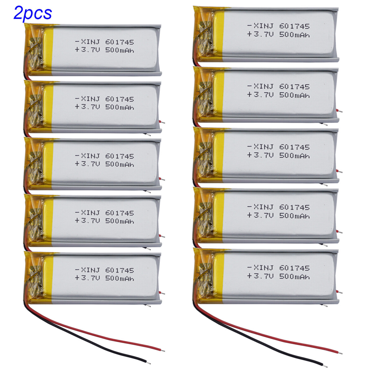 10 pcs 3.7V 500mAh 1.85Wh Li Battery 601745 Wholesale For GPS Dashcam Bluetooth