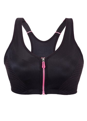 BRAND-NEW Factory-Sealed AUTHENTIC Glamorise SPORT Bra 40B FRONT-CLOSE ZIP Black - Picture 7 of 12
