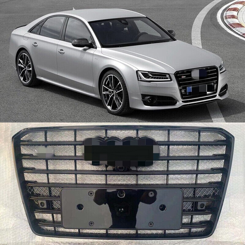 W12 Black Strip Front Bumper Grille Mesh Grill For Audi A8 S8 D4