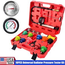 18pcs Universal Radiator Pressure Tester Kit Coolant Vacuum Type Cooling System 18pcs Universal Radiator Pressure Tester Kit Coolant Vacuum Type Cooling System