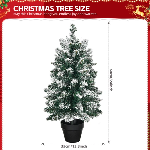 2 FT Snow Flocked Pre-lit Artificial Mini Christmas Tree with 30 Warm Lights - Picture 3 of 9