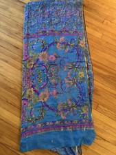 Vintage Indian Sari Palace Blue Saree 100 Pure Silk Handwoven Sari 97  X 45  