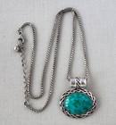 J & T Sterling Silver & Turquoise Pendant Necklace;A772 — photo 1
